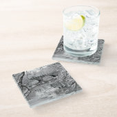 Bogen-Brücke über gefrorenem Fluss im Winter Glasuntersetzer (Schrägansicht)