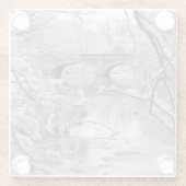 Bogen-Brücke über gefrorenem Fluss im Winter Glasuntersetzer (Rückseite)