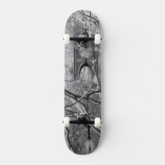 Bogen-Brücke über gefrorenem Fluss im Winter Skateboard (Vorderseite)