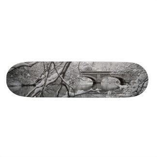 Bogen-Brücke über gefrorenem Fluss im Winter Skateboard