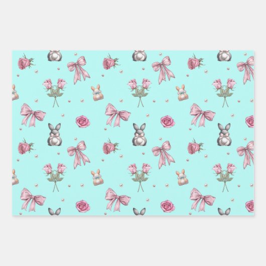 Bogen, Bunnien und Blume Geschenkpapier Set (Vorderseite 3)