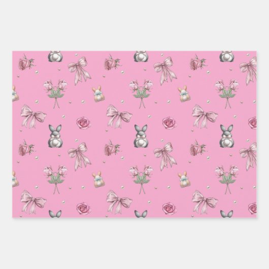 Bogen, Bunnien und Blume Geschenkpapier Set (Vorderseite 2)