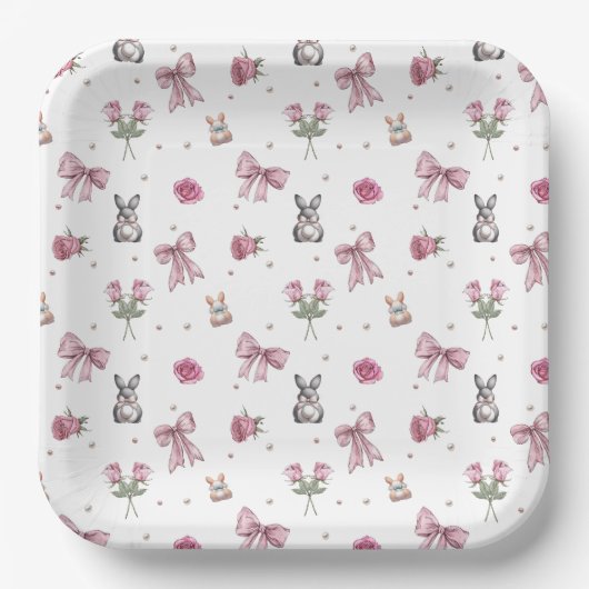 Bogen, Bunnien und Blume Pappteller (Vorderseite)