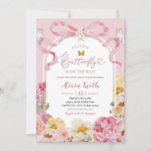 Bogen Coquette Farbige Blumen Sommer Schmetterling Einladung (Vorderseite)