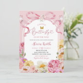 Bogen Coquette Farbige Blumen Sommer Schmetterling Einladung (Stehend Vorderseite)