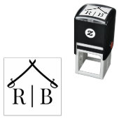 Bogen der Säbel Militärhochzeit 2 Anfangsmonogramm Permastempel (Beispiel)