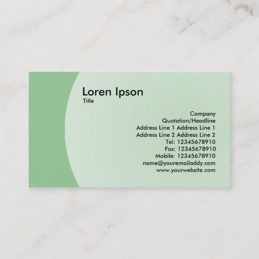 Bogen-Entwurf - verblaßtes Grün Visitenkarte (Vorderseite)