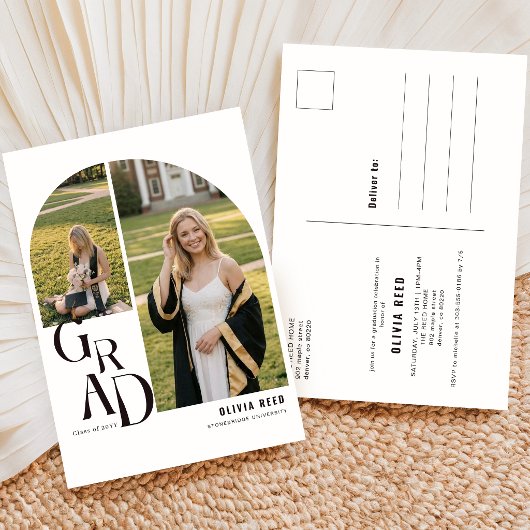 Bogen-Foto-Collage-Abschlussfeier-Einladung Postkarte