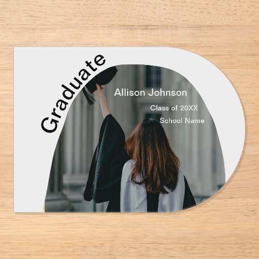 Bogen Foto Moderne, schlichte Graduierungsparty Acryleinladungen (Vorderseite)