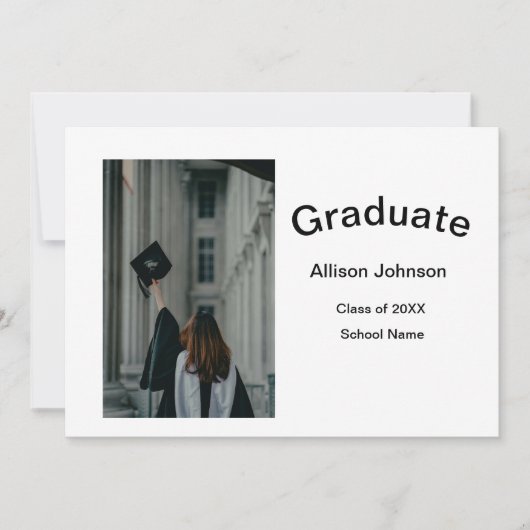 Bogen Foto Moderne, schlichte Graduierungsparty Einladung (Vorderseite)