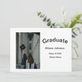 Bogen Foto Moderne, schlichte Graduierungsparty Einladung (Stehend Vorderseite)