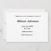 Bogen Foto Moderne, schlichte Graduierungsparty Einladung (Rückseite)