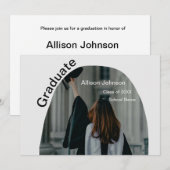 Bogen Foto Moderne, schlichte Graduierungsparty Einladung (Vorne/Hinten)