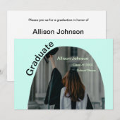 Bogen Foto Moderne, schlichte Graduierungsparty Einladung (Vorne/Hinten)