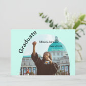 Bogen Foto Moderne, schlichte Graduierungsparty Einladung (Stehend Vorderseite)