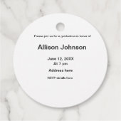 Bogen Foto Moderne, schlichte Graduierungsparty Geschenkanhänger (Rückseite)