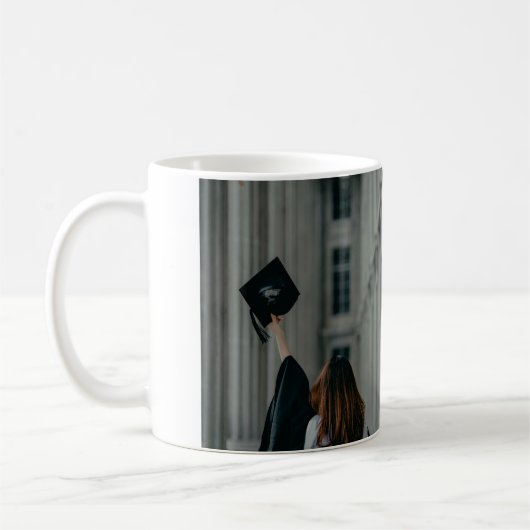 Bogen Foto Moderne, schlichte Graduierungsparty Kaffeetasse (Links)