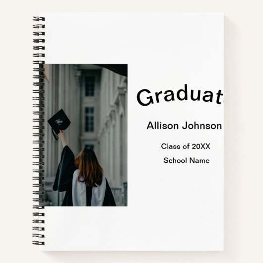 Bogen Foto Moderne, schlichte Graduierungsparty Notizblock (Vorderseite)