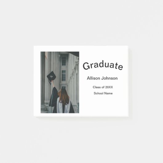 Bogen Foto Moderne, schlichte Graduierungsparty Post-it Klebezettel (Vorderseite)