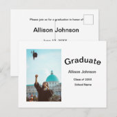 Bogen Foto Moderne, schlichte Graduierungsparty Postkarte (Vorne/Hinten)