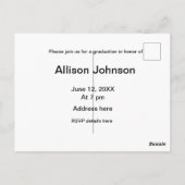 Bogen Foto Moderne, schlichte Graduierungsparty Postkarte (Rückseite)