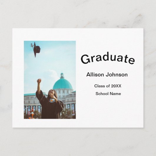 Bogen Foto Moderne, schlichte Graduierungsparty Postkarte (Vorderseite)