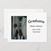 Bogen Foto Moderne, schlichte Graduierungsparty Postkarte (Vorne/Hinten)