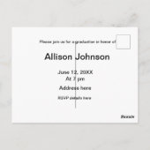 Bogen Foto Moderne, schlichte Graduierungsparty Postkarte (Rückseite)