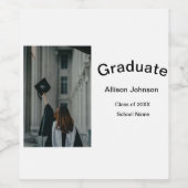 Bogen Foto Moderne, schlichte Graduierungsparty Weinetikett (Einzelnes Label)