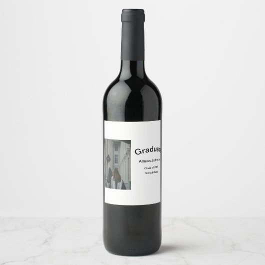 Bogen Foto Moderne, schlichte Graduierungsparty Weinetikett (Vorderseite)