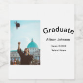 Bogen Foto Moderne, schlichte Graduierungsparty Weinetikett (Einzelnes Label)