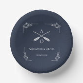 Bogen für Hochzeitspapier für Navy-Monogramm- und Pappteller (Vorderseite)