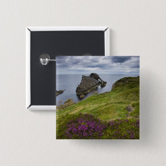 Bogen-Geigen-Felsen, Portknockie, Schottland Button (Vorne & Hinten)