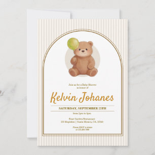 Bogen gestreifter Teddybär Baloons Babyparty Einladung