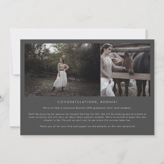 Bogen | Graue Klasse 2024 Multi-Foto-Abschluss Ankündigung (Rückseite)