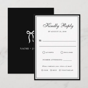 Bogen Klassisch Altes Geld Schwarz & Weiß Hochzeit RSVP Karte