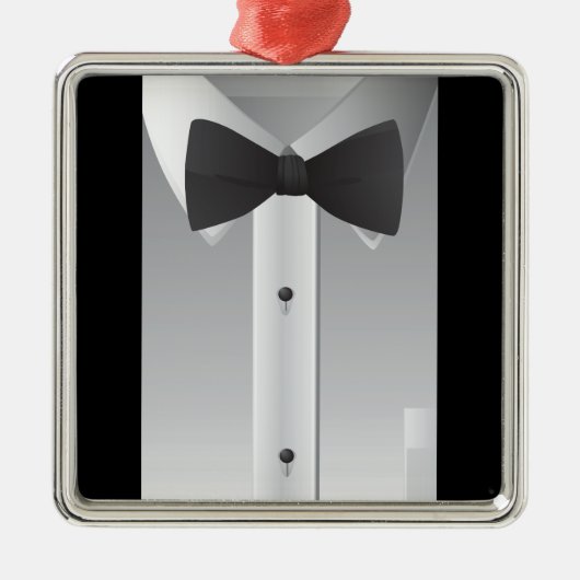Bogen-Krawatte Silbernes Ornament (Vorne)