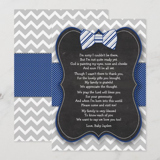 Bogen-Krawatten-Baby-Dusche danken Ihnen Dankeskarte (Vorne/Hinten)