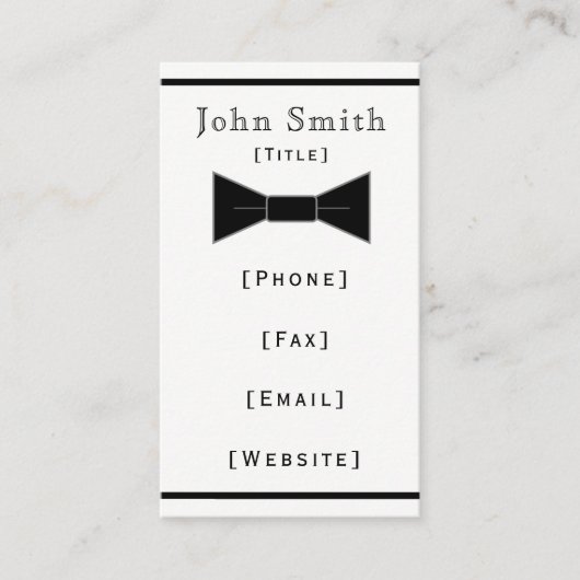 Bogen-Krawatten-Geschäfts-Karte Visitenkarte (Vorderseite)