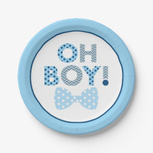 Bogen-Krawatten-oh Baby-Dusche Pappteller