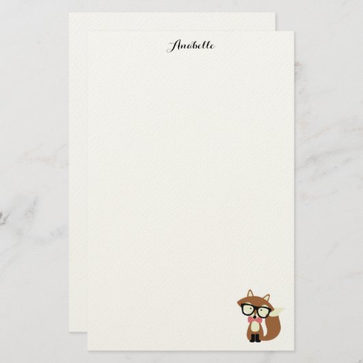 Bogen-Krawatten-und Glas-Hipster-BrownFox Briefpapier (Vorne/Hinten)