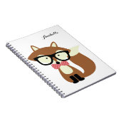 Bogen-Krawatten-und Glas-Hipster-BrownFox Notizblock (Rechte Seite)