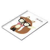 Bogen-Krawatten-und Glas-Hipster-BrownFox Notizblock (Linke Seite)