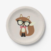 Bogen-Krawatten-und Glas-Hipster-BrownFox Pappteller (Vorderseite)