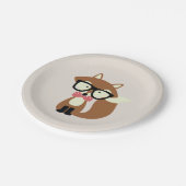 Bogen-Krawatten-und Glas-Hipster-BrownFox Pappteller (Schrägansicht)