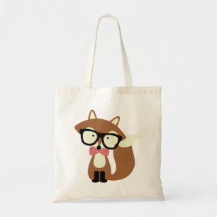 Bogen-Krawatten-und Glas-Hipster-BrownFox Tragetasche