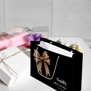 Bogen Leopardendruck schwarze Hochzeitsdusche Große Geschenktüte