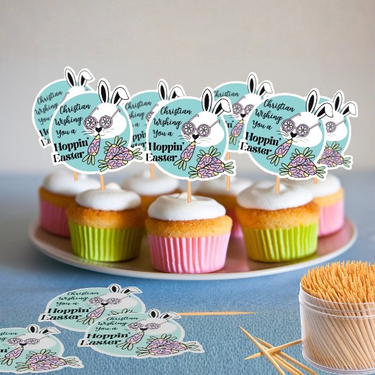 Bogen mit 14 Ostern Stickern Cupcake Toppers Aufkleber