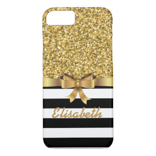 BOGEN-MONOGRAMM Streifen des Gold-GLITZER Case-Mate iPhone Hülle