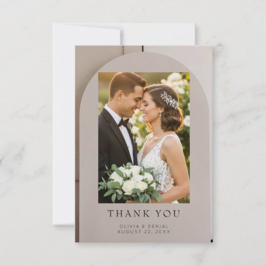 Bogen Neutrale Luxus Hochzeit Dankeskarte (Vorderseite)